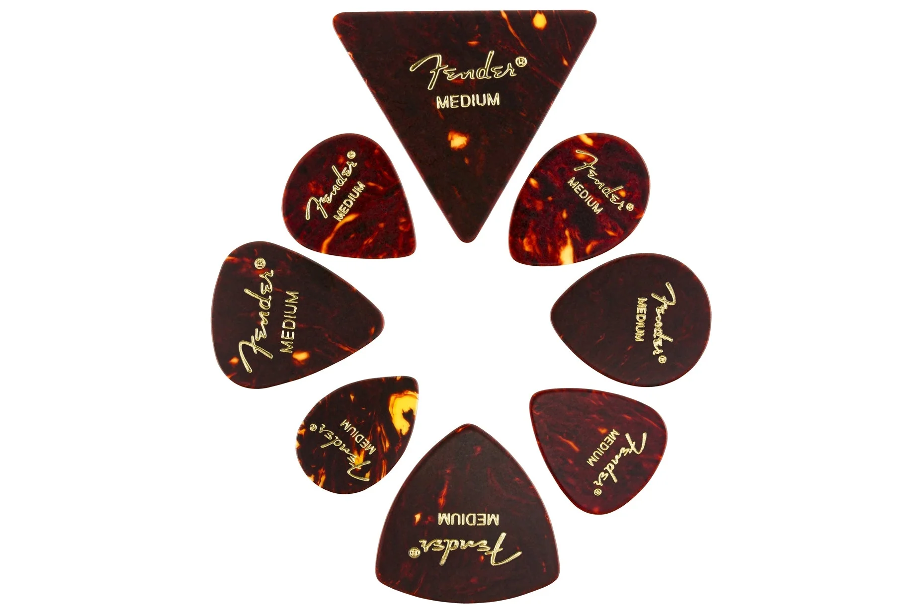 Fender Classic Celluloid Picks, Shape Medley - 8 Pack