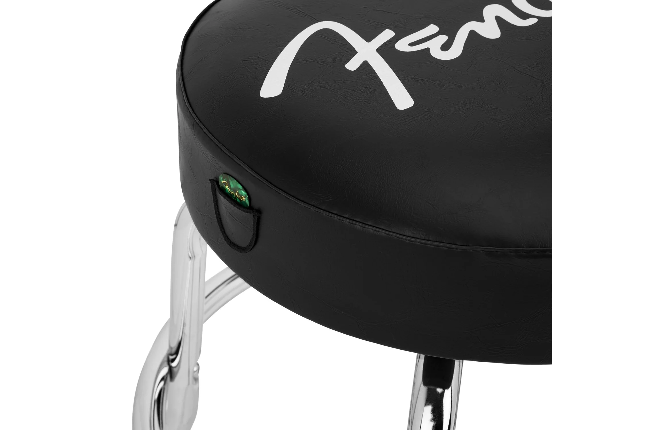 Fender Spaghetti Logo Pick Pouch Barstool, Black and Chrome - Image 4