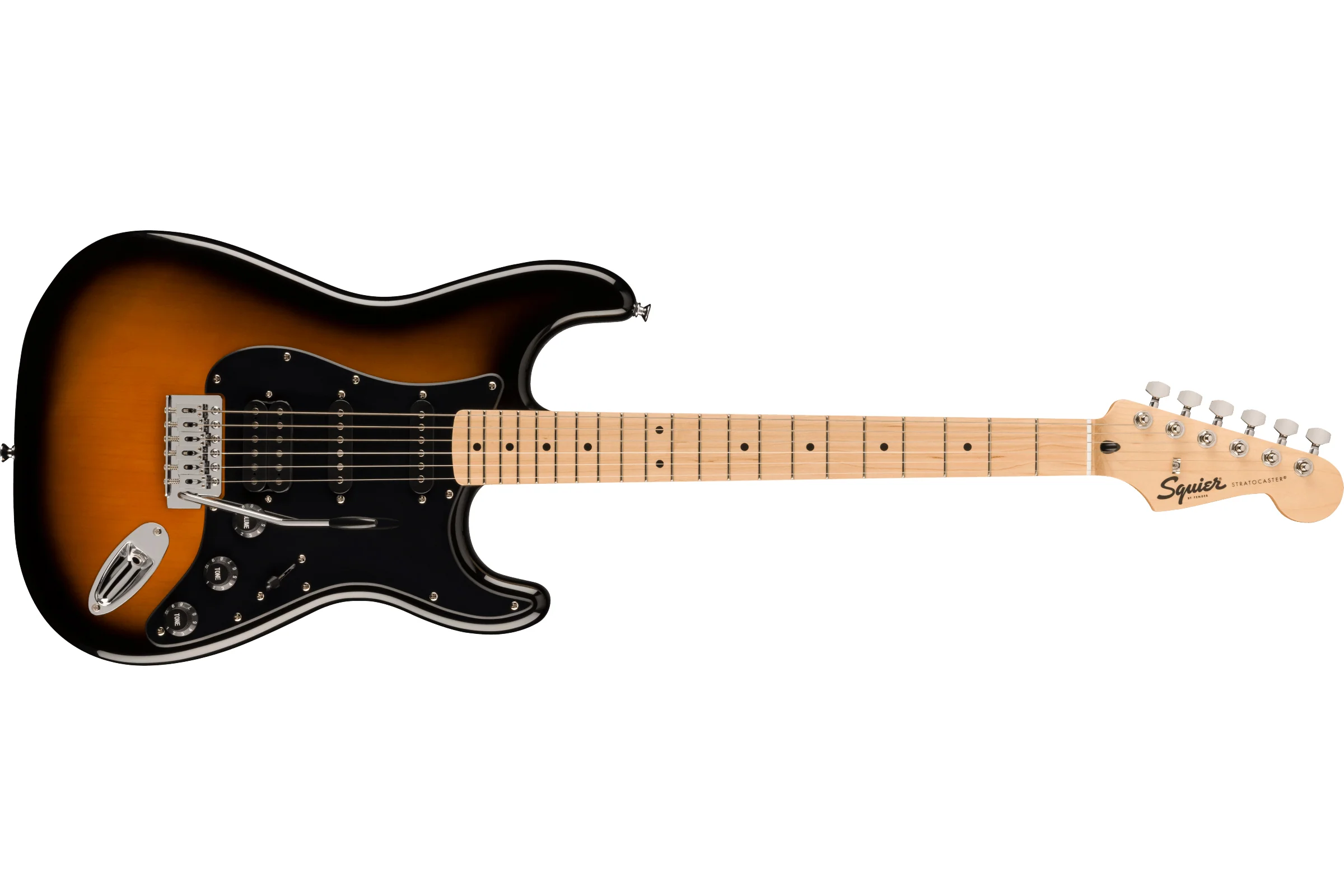 Squier FSR Sonic Stratocaster HSS, Black Pickguard, 2-Color Sunburst